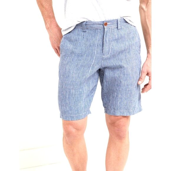 Tommy Bahama Provence Relax Shorts 100% Linen Blue White Pin Stripe SZ 38 - Picture 1 of 9